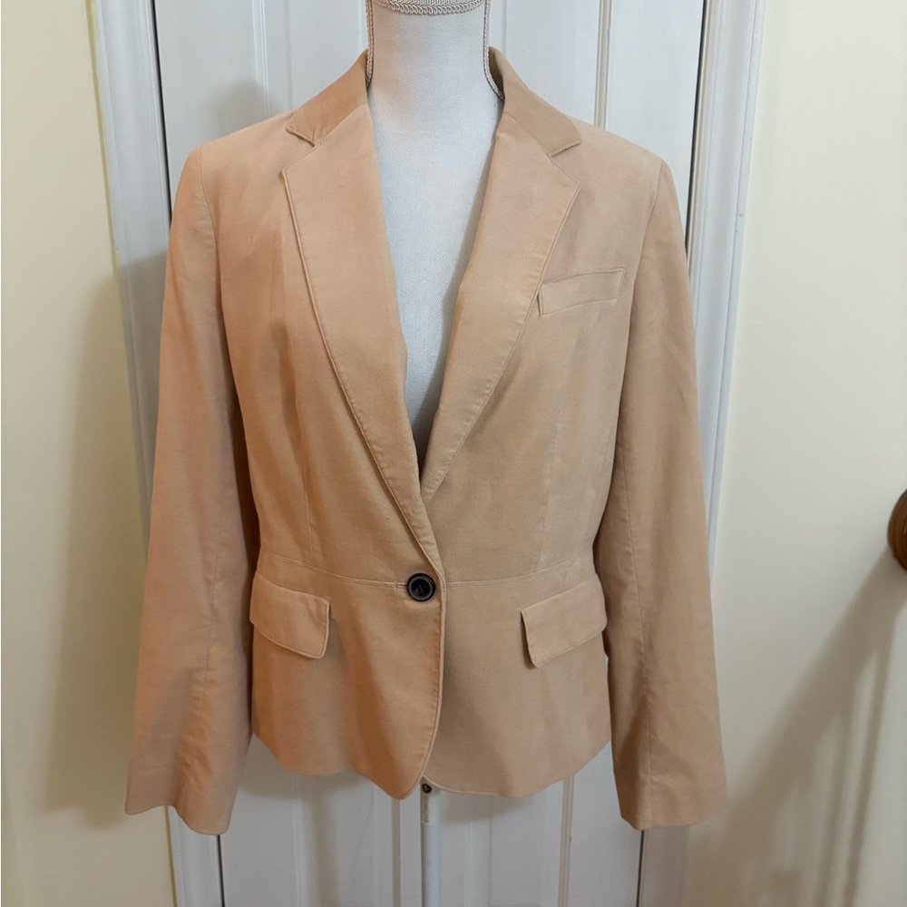 Talbots Light Peachy-Pink Textured Single-Button Blazer